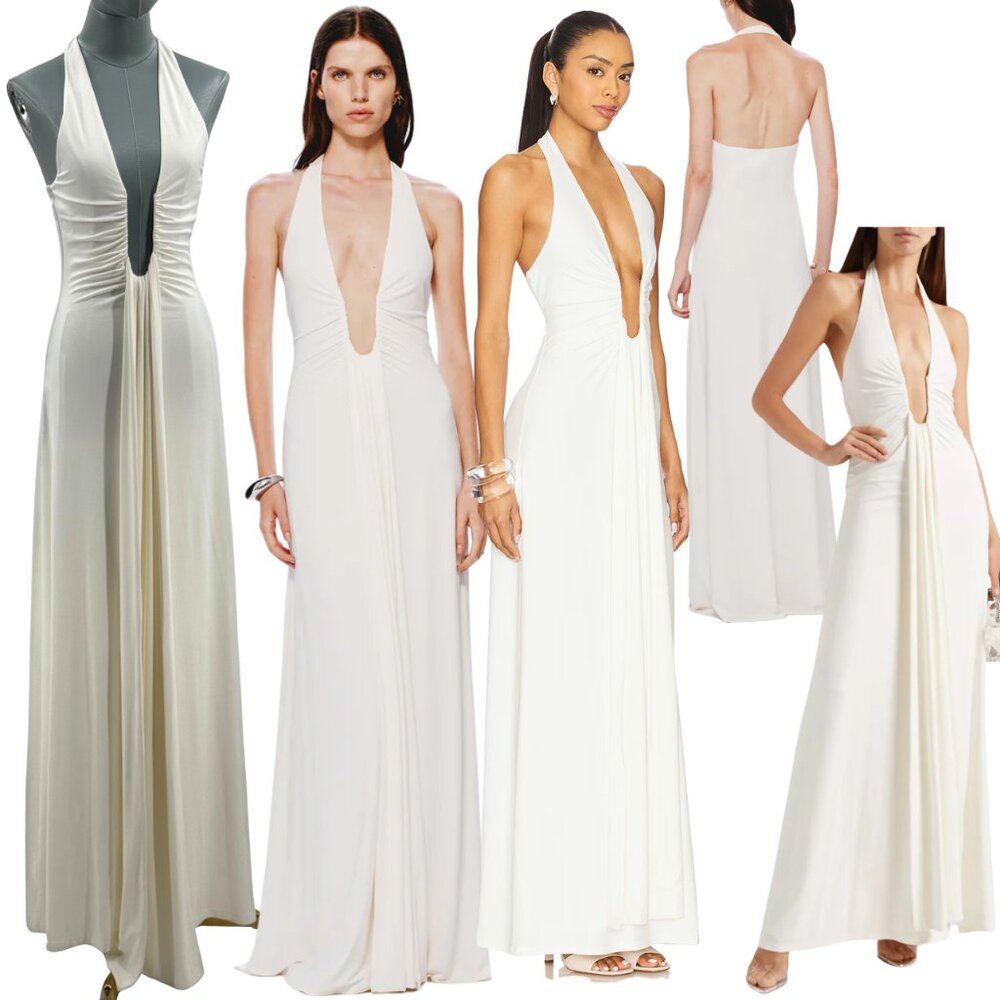 🆕 MISHA COLLECTION 🧿 NWOT The Jennifer Cupro Maxi Dress, Ivory - Sz M